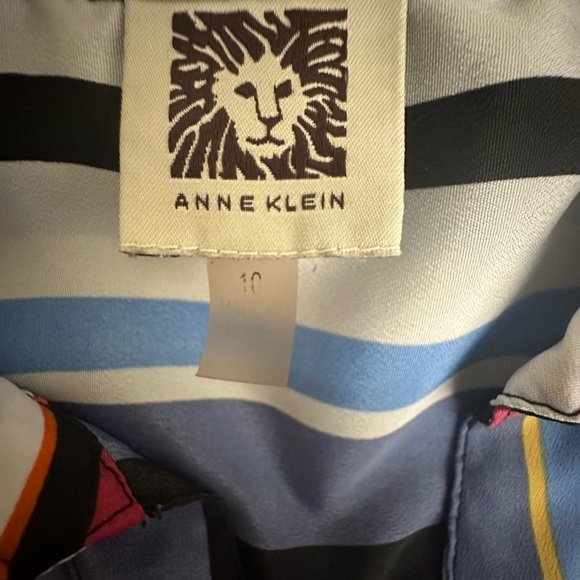 Anne Klein Striped Women Multicolor Blouse Size 10 - Picture 7 of 8